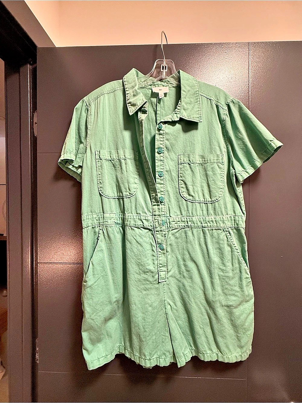BP. Utility Short Sleeve Romper in Green